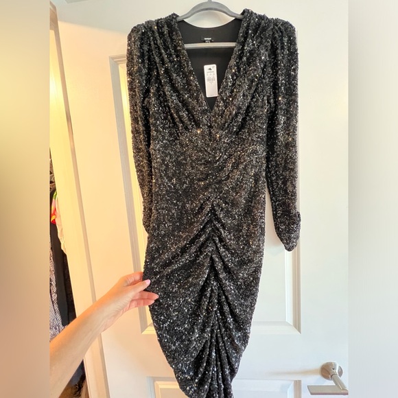 Express sequin evening dress with 3/4 sleeve. New with tags in size small! - Picture 2 of 8